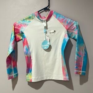 Girl’s Boardies Swim Rashguard top NWT Size 10 UPF 50 Tie dye color sleeves/side